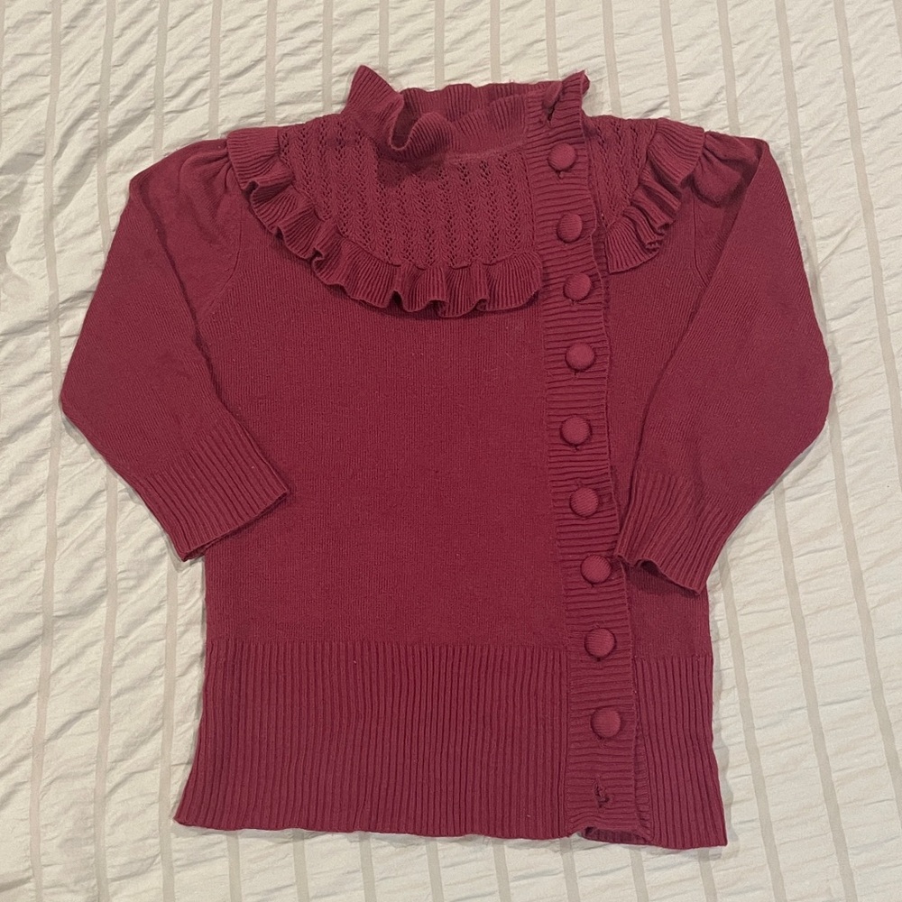 dELiA*s Maroon Ruffled Turtleneck Sweater